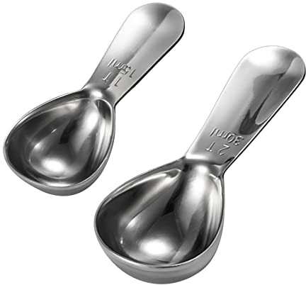 2PCS Coffee Measure Scoops 1 Tbsp & 2 Tbsp Stainless Steel Short Handle Tablespoon Measuring Spoons for Coffee Tea Sugar