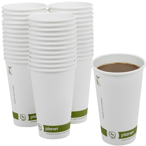 URBNLIVING Paper Coffee Cups 16oz White Disposable Cups – Leak Resistant Takeaway Cups for Hot or Cold Drinks Pack for Cafes, Events, Office
