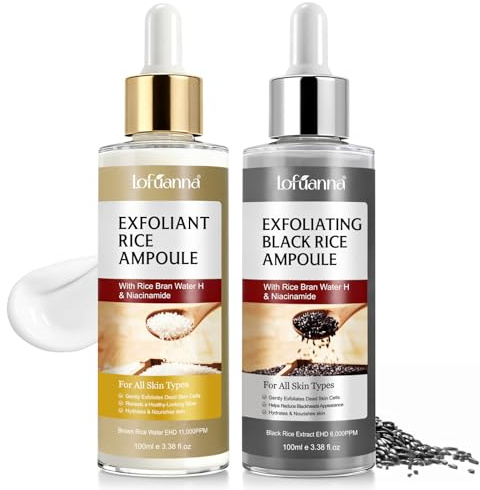 Peeling Serum mit Reis & Schwarzem Reis 2x100ml – Sanftes Gesichtspeeling mit AHA BHA & Niacinamid – Entfernt abgestorbene Hautzellen, Porenreinigung, Glow Effekt, Nähren– Für alle Hauttypen