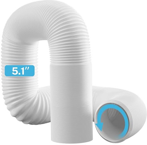 Hon&Guan 13cm/ 5.1'' Portable Air Conditioner Hose, AC Exhaust Pipe Length up to 1.5m/ 59, Thread Heat Resistant Exhaust Hose Anti-Clockwise for LG, Delonghi（130mm X 1.5m）