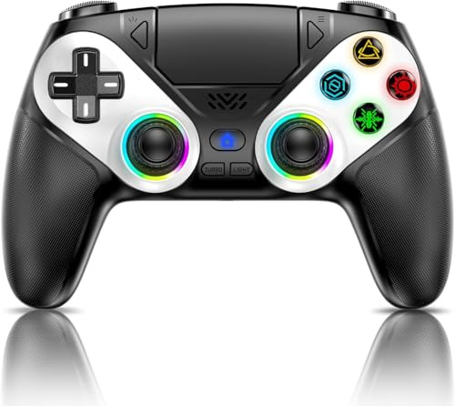 Dinosoo RGB Wireless Controller for PS5, Compatible with PS5 Pro/Slim/PC, Dual Vibration, Marco/Turbo Function, Back paddles, 3.5mm Audio Jack, 6-Axis Motion Control Gamepad with Speaker-Black
