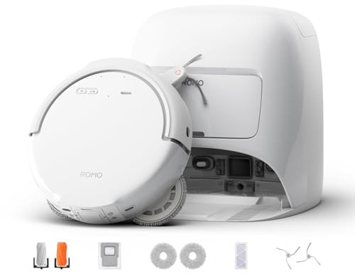 DJI ROMO S+Kit d’Accessoires,Robot Aspirateur Laveur,Aspirateur Robot de 25,000 Pa,détection de Niveau Drone,200 Jours sans Maintenance,Lavage et séchage Auto des tampons de serpillière