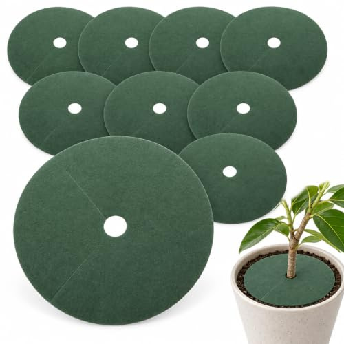 GLEAVI Tapis Plantation en Tissu Bloquant 10 Pièces, Anneaux de Paillage pour Arbres, Protection Pied Plante Extérieur, Barrière Anti-Mauvaises Herbes, Couverture Jardin Respirante