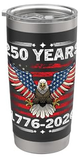 250 Anniversary USA Patriotic American 250th 4th of Juli Doppelwandiger Edelstahl-Thermobecher