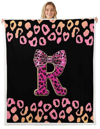 richhome Gepard Schleifen Decke 220x240cm Leopard Coquette Schleifen Kuscheldecke Flauschig Personalisiert Anfangs R Flanell Fleecedecke Rose Moderne Mode Wohndecke Sofadecke