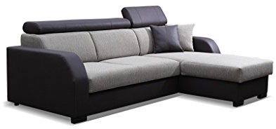 Couch mit Schlaffunktion Eckcouch Ecksofa Polstergarnitur Wohnlandschaft - COBBY (Ecksofa Rechts, Braun)