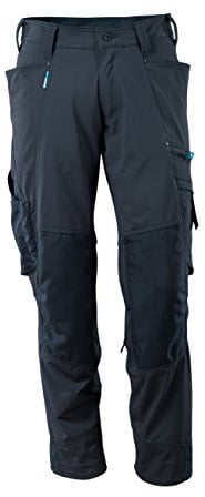 Mascot 17179-311-010-90C50 Trousers with Kneepad Pockets, Black/Blue, 90C50