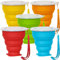 SENHAI Lot de 5 Tasse de Voyage Pliable avec Couvercle, Tasse à Boissons Pliable en Silicone de 6 oz, rétractable pour randonnée Camping Pique-Nique - Bleu, Vert, Jaune, Orange, Rouge