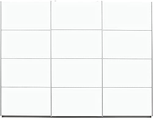 Rauch Möbel Caracas Schrank Kleiderschrank Schwebetürenschrank, Weiß 3-türig inkl. Zubehörpaket Premium 7 Einlegeböden, 3 Kleiderstangen, 1 Hakenleiste, Türendämpfer-Set, BxHxT 271x210x62 cm
