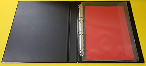 Ringbuch, Ordner in SCHWARZ, aus PVC, in A4+ ÜBERGRÖßE für Folio Format, 4-Ringe mit Einschubtasche vorne und auf der schmalen Rückenseite