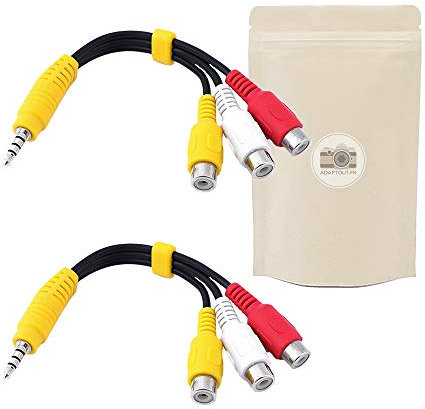 Adaptout X2 Adaptateur Mini Jack Male vers 3 RCA Femelle Coaxial Cable Audio Vidéo Flexible Composite Jaune Blanc Rouge Minijack 3.5mm Marque Française