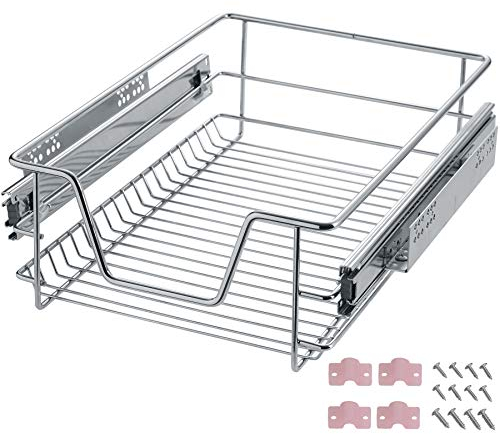 TecTake® Cajón Telescópico, Bandeja Extraible Armario, Rieles Extensibles, Organizador Cocina, Organizador Armario Cocina, Cajon Telescopico Cocina - 1 Cajón, Apto para armarios de 40 cm