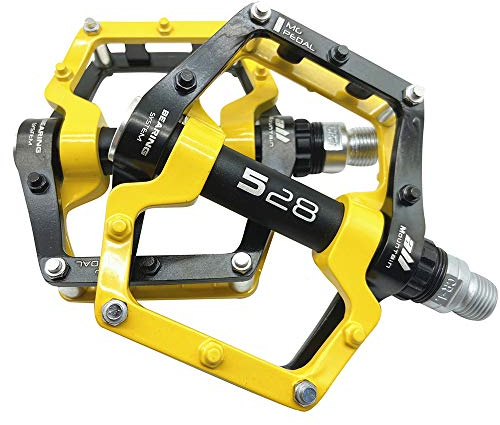 CMUNDLJQ Evetin Plattform Fahrradpedale Aluminium Mountainbike Pedale Stadtrad Trekking Anti-Rutschpedale 181 (Schwarz mit Gelb)