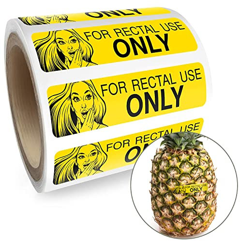 Rectal Use Only Sticker - Funny Gags for Adults - Prank Stickers for Your Friends to Make them Laugh - Rektal Use Sticker, Practical Witze for Adults 200/Roll 3,8 cm x .952,5 cm, Gelb