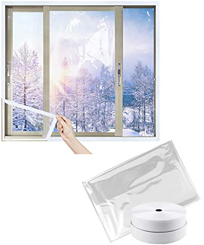 LIBRNTY Isolante per Finestre,Agenti Atmosferici Inverno Antigelo TPU Film Morbido Ripstop,1mX1.2m(Bring 2 rolls nastro adesivo) upgrade TPU material in 2021,non-toxic,tasteless(120x200cm)