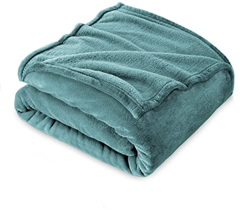 FARFALLAROSSA Kuscheldecke Flauschig 160 x 210 cm - XXL Fleecedecke Sofa Decken Couchdecke - Oeko-TEX - Super Weiche Fleecedecke als Sofaüberwurf - Wohndecke Wasser Grün