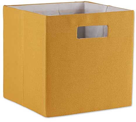 DII Collapsible Polyester Storage Cube, Solid, Lightweight and Durable, Large Square, 13x13x13, Honey Gold