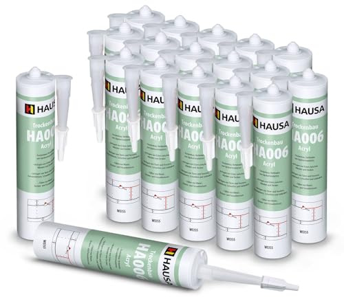 HAUSA Acrylique pour la construction à sec HA006 Acrylique pour la peinture Acrylique pour la construction plasto-élastique Joint d'étanchéité 18x310 ml blanc