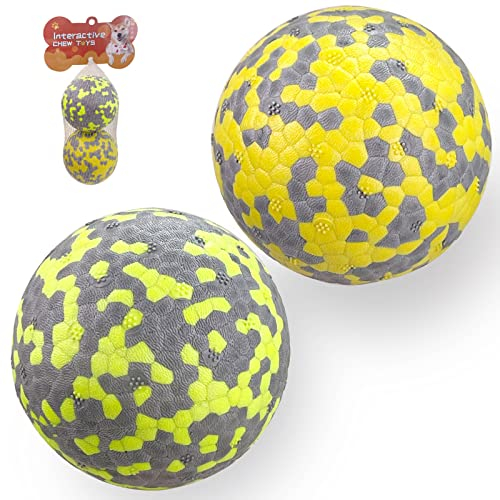 FONPOO Super Dehnbar Hundeball, Hundespielzeug Unzerstörbar mit den Neuesten Materialien, Interaktives Wasserspielzeug für Kleine und Mittelgroße Hunde (Gelb+Grün)