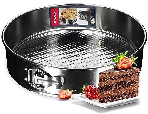 KADAX Tortenform, Ø 21,5cm-30cm, Springform aus verzinkten und Antihaftschicht Blech, runde Backform, Kuchenform mit Flachboden, auslaufsicher (∅ 30cm, Silber)