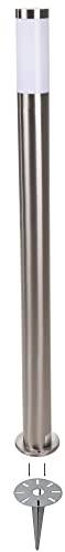 Novatool Gartenlampe I 110 cm I mit Erdspieß I Edelstahl I IP44 I E27 Sockel I Gartenleuchte Stehlampe Säulenlampe außen Außenlampe Aussenleuchten Sockelleuchte Pollerleuchte Wegeleuchte