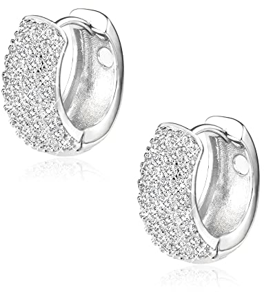 ALEXCRAFT Chunky Creolen Silber 925 Huggie Ohrringe Damen Cubic Zirconia Creolen 17mm