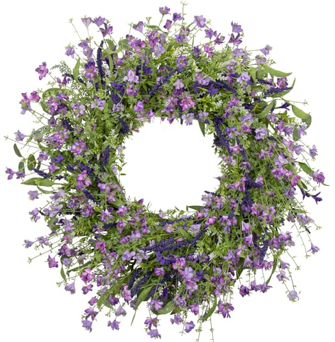 LLZLL Frühlingskränze für Haustür, 55,9 cm, Violettes Gänseblümchen, Lavendel, Wildblume, künstlicher Blumenkranz für Zuhause, Wand, Hochzeit, Festival, Bauernhaus, Urlaubsdekoration