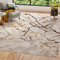TAPISO Golden Teppich Kurzflor Wohnzimmer Schlafzimmer Luxuriös Creme Gold Braun Linien Abstrakt Meliert Verwischt Modern Design ÖKOTEX 200 x 300 cm