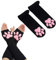 SIROLISA Niedliches Katzenpfoten-Kostüm, Kawaii-Katze, Cosplay, Kawaii, weiche 3D-Zehenbohnen, fingerlose Katzenklauenpfoten, Cosplay-Set für Damen (schwarze lange Handschuhe + Socken)