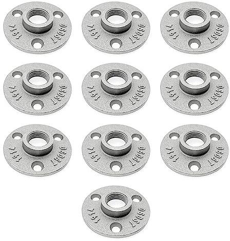 JZK 10x Lega alluminio flangia a pavimento filettata 1/2 pollice per filettatura tubo 15mm, flangia pavimento tubo metallo, mensola tubolare flangia muro 1/2 , raccordi per tubi con foro filettato