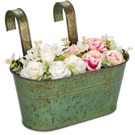Oairse 2er Set Hängende Blumentöpfe mit abnehmbaren Metallhaken, 27,5cm Blumentöpfe aus verzinktem Stahl perfekt für Moderne Dekoration und Pflanztöpfe, für Pflanzen im Freien, Balkon, Garten