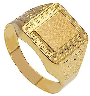 generico HERRING 18K 750 GELBGOLD HERREN QUADRATE MIT 15 MM RAHMEN SATINIERT FINISCH VERARBEITET, Gold, Kein Edelstein