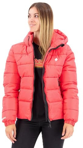 Superdry Hooded Spirit Sports Puffer Jacke für Damen, Rosa (Active Pink), 34