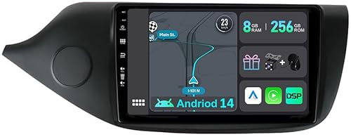 YUNTX [8GB+256GB] Android 14 2 DIN Autoradio para Kia CEE'd CEED JD (2012-2018)-[Integrado CarPlay/Android Auto/DSP/GPS]-IPS 2.5D 9”Touch Screen-CAM+Mic-Soporte Dab/Bluetooth 5.0/AHD Cámara