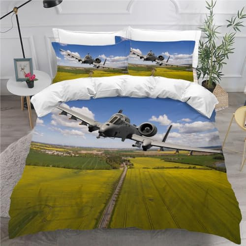 RCKLCY 100% Mikrofaser Bettwäsche-Sets 135x200 3 teilig 3D Motiv Flugzeug Kinder Bettwäsche mit Reißverschluss Himmelswolken Bettbezug mit Kissenbezug 80x80 cm für Kinder Jungen Mädchen