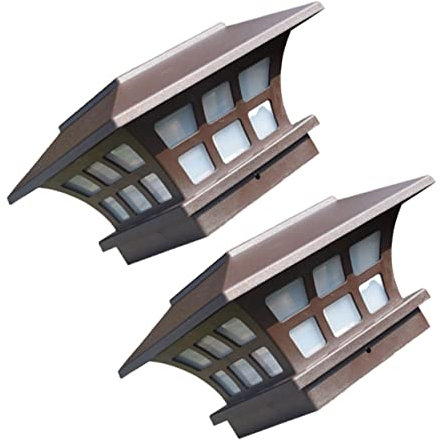 Housoutil Solar Post Lights, 2PCS Solar Powered Coffee Post with Battery, Outdoor Pillar Light Powered Waterproof for Garden Fence Patio
