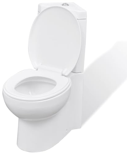 Hommdiy Stand WC Bodenstehend Keramik Soft Close Sitz Spülkasten Ecke Toilette Weiß