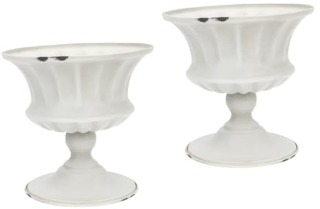 Yardwe 2st Alte Vase Urne Blumenvase Säulenblumentopf Hohe Blumenvase Pflanzgefäße Für Die Haustür Kleine Blumentöpfe Hochzeitsdekoration Outdoor-dekor Ornamente Schmiedeeisen Spalte Weiß