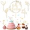 Mezrkuwr 5-teiliges Oh Baby Cake Topper Holz Set, Gelb, Babyparty Deko
