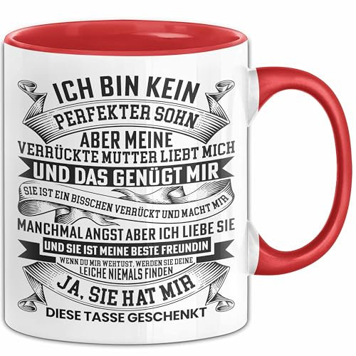 Ich Bin Kein Perfekter Sohn Tasse Geschenk von Mama Mutter Geschenkidee für Sohn Geburtstag (Rot)