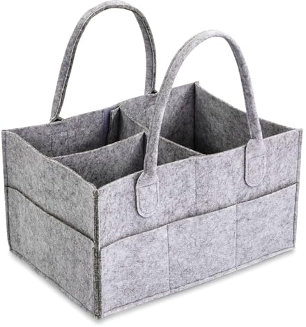 ZSMJAER Baby Windel Caddy Organizer, Tragbarer Wickelorganizer, Kindergarten Tasche mit Wechselbaren Fächer, Aufbewahrungskorb für Feuchttücher und Babysachen