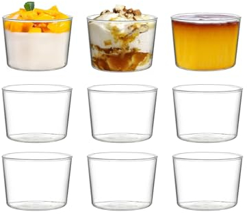 TSQZE Dessertgläser Dessertschalen, Transparent Dessertbecher Runde Pudding Glasflasche, Kleine Schälchen Aus Glas Für Mousse Tiramisu Pudding DIY Dessert 4x250 Ml (6)