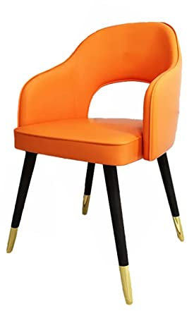 XMDEUR Wohnzimmer-Esszimmer-Akzent-Sessel, Küchen-Esszimmerstuhl, Wohnzimmer-Schreibtisch-Seitenstuhl, gepolsterter Sitz aus PU-Leder aus der Mitte des Jahrhunderts mit galvanisierten Beinen, für S