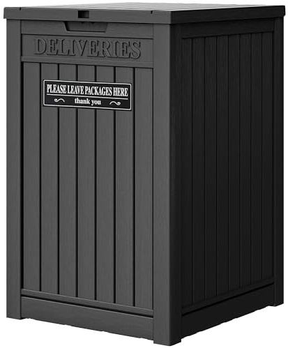 LHBGO 48 Gallonen Harz Paket Lieferbox für außen, Aufbewahrungsbox mit abschließbarer Sicherung, große doppelwandige Harz Outdoor Paketlieferung und wasserdichte Deckbox