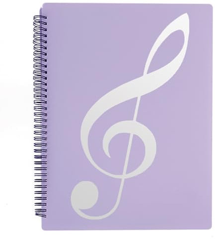 MUROAD Classeur A4 pour Partitions de Musique, Chemises pour Partitions,Permet D'annotations, Elimine L'éblouissement, 60 Pages à Spirales, Rangement de Partitions (violet)