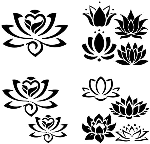 GORGECRAFT 4 Stil Lotusblumen-Aufkleber Schwarzer Lotus-Autoaufkleber Blumen-Autoaufkleber Motorrad-Dekoration Wasserdichte Selbstklebende Aufkleber Auto Laptop Fenster Stoßstangenaufkleber Für LKW