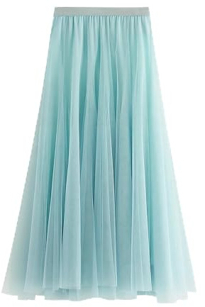 Gothden Damen-Tutu-Tüllrock, elastisch, hohe Taille, Netzstoff, A-Linie, plissiert, lässiger Alltagsrock