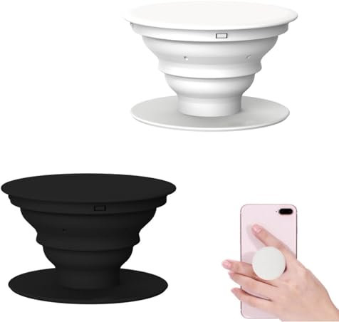 Lumeclat Pack de 2 supports extensibles pour smartphones et tablettes, avec tête interchangeable, pivot à 360°,bague adaptatrice, détachable et réglable en plusieurs positions, en blanc et noir
