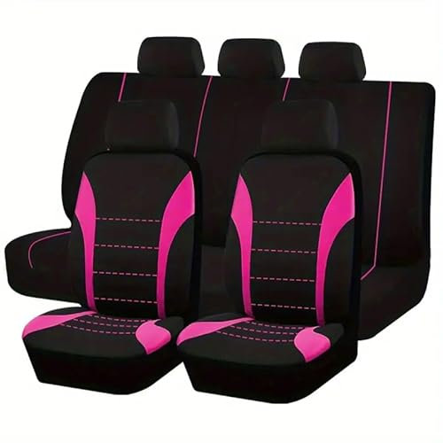 JIABAOCA Auto Sitzbezug Set Universal für VW Golf Sportsvan 2015-2022, Auto Sitzauflagen Set Schonbezug Autositz rutschfest, Atmungsaktiv und Schweißabsorbierend Auto-Zubehör,D/Pink