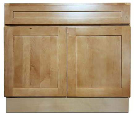 Natural Maple 36 Vanity Bathroom Elegant Modern Shaker Door Cabinet Drawer Single Sink Base Bath Wall Faucet Vessel Vanities Kitchen Wood Hardwood 36 W x 31.5 H x 21 D of Set